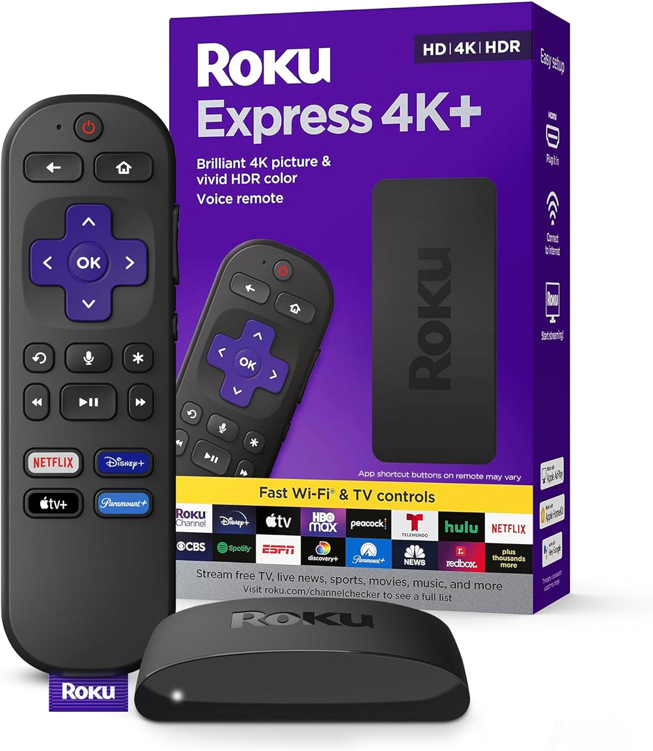 Roku Express 4K+ | Roku Streaming Device 4K/HDR-Free Shipping Included